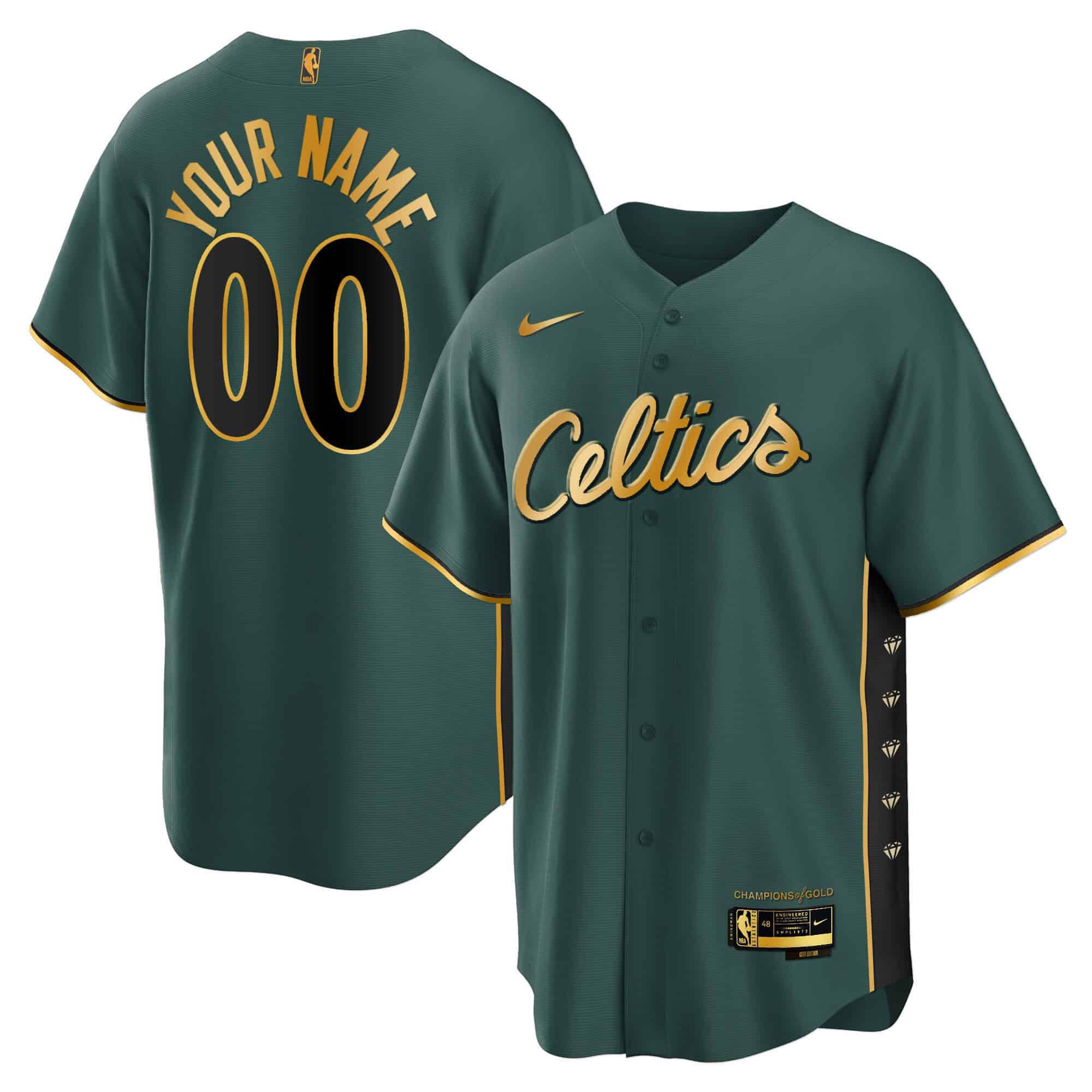 Men Boston Celtics Green 2024 Nike Baseball Custom NBA Jersey style 2->customized nba jersey->Custom Jersey